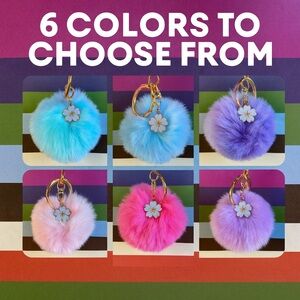 Fluffy Floral Keychain Keyring Bag Charm